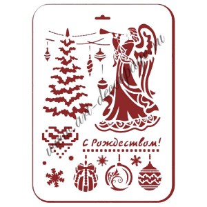 Трафарет Event Design новогодний NGP078 "Ангел у рождественской ёлки", 31х21 см Трафарет Event Design новогодний NGP078 "Ангел у рождественской ёлки", 31х21 см